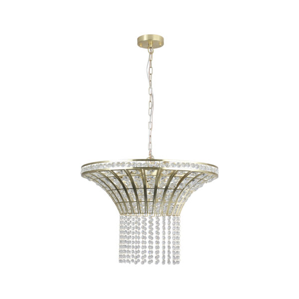 Same As W1340P189414-L005016-D600-P8G 24in Modern Crystal Round Chandelier With Gold Finish, Elegant Pendant Light With Cascading Beads, For Dining Room, Living Room, Or Foyer  No Bulbs - Image 4