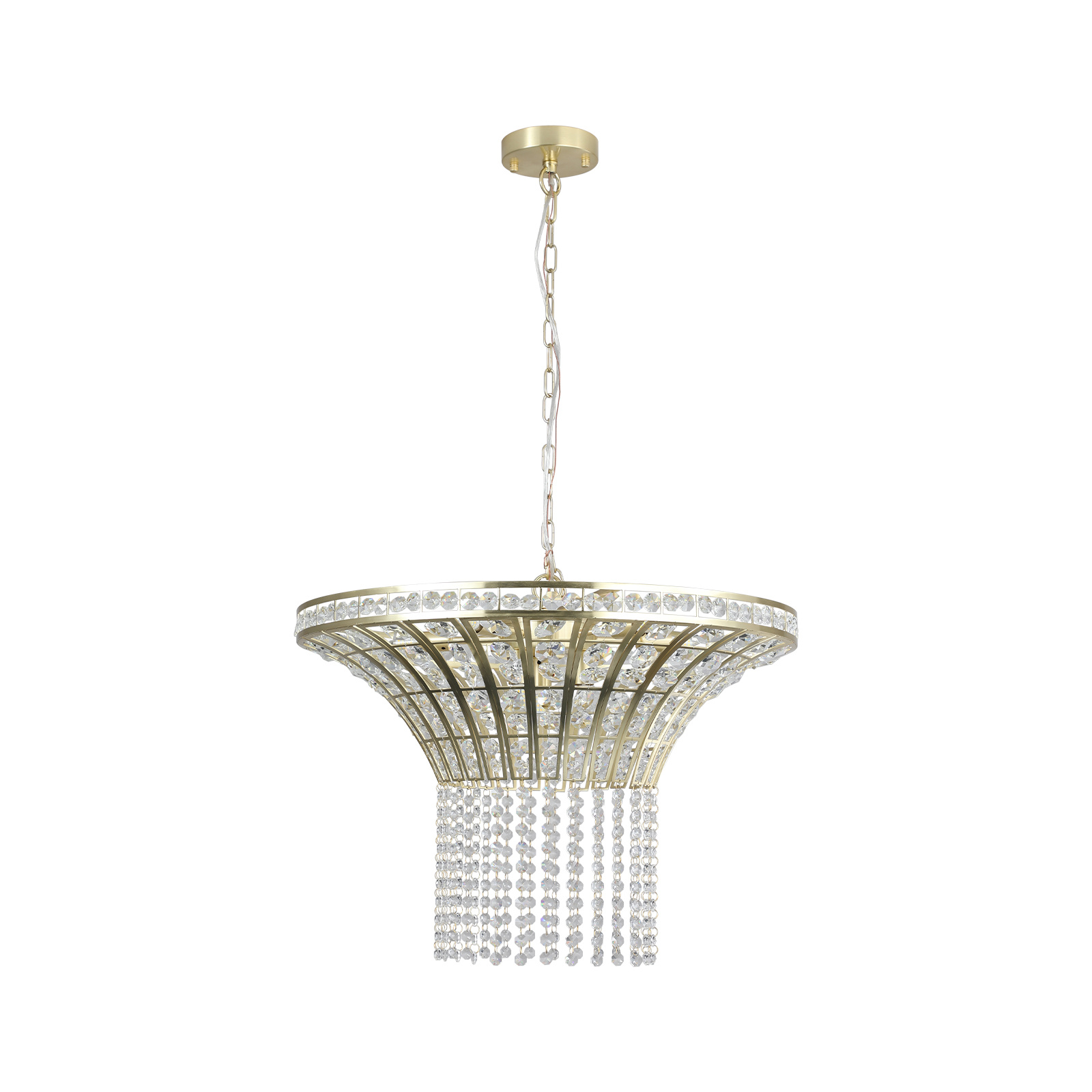 Same As W1340P189414-L005016-D600-P8G 24in Modern Crystal Round Chandelier With Gold Finish, Elegant Pendant Light With Cascading Beads, For Dining Room, Living Room, Or Foyer  No Bulbs - Image 4