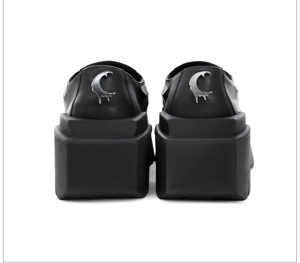 Round Head Derby Platform Shoes Devil Horn Cowhide Leather Low Top