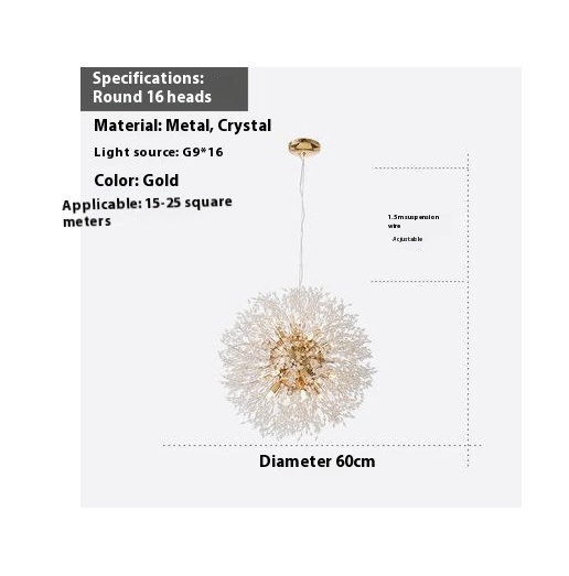 Dandelion Crystal Chandelier Restaurant Bedroom Clothing Shop Lighting - Image 13