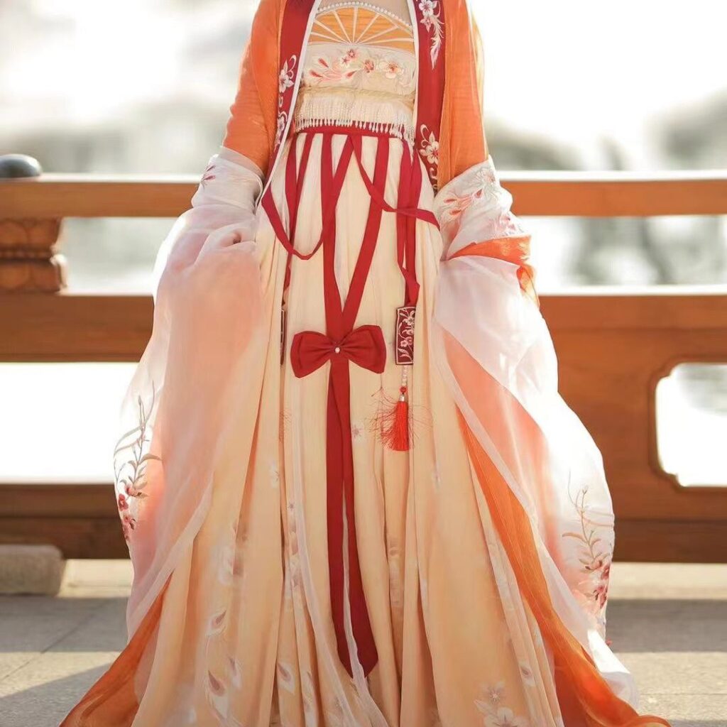 Adult Women's Han Chinese Clothing Chest-high Dress Hanfu Long Robe Thin Daily Student Cheko Skirt