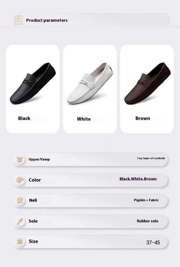 Genuine Leather Slip-on Lofter Peas Casual Shoes Men - Image 9