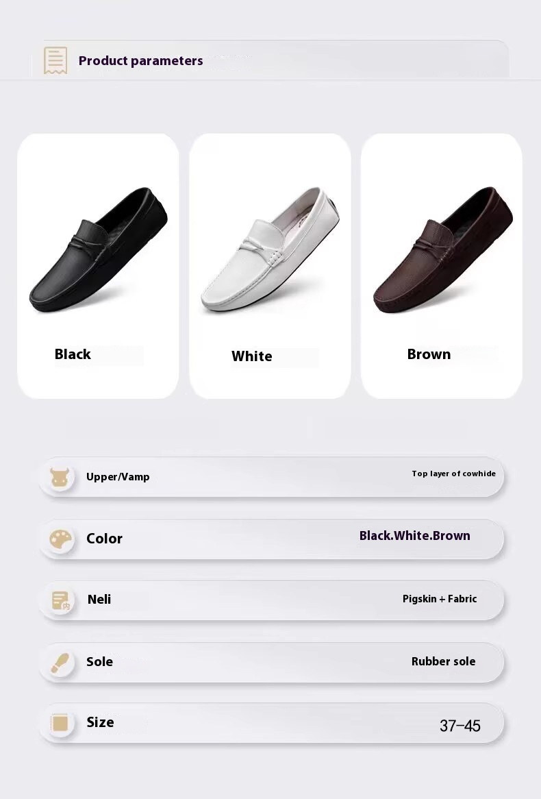 Genuine Leather Slip-on Lofter Peas Casual Shoes Men - Image 9