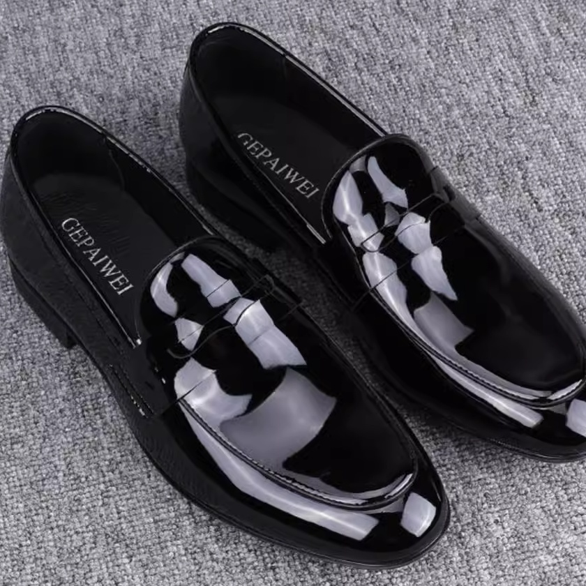 Glossy Slip-on Casual Breathable Business Formal Wear Leather Shoes - Image 12