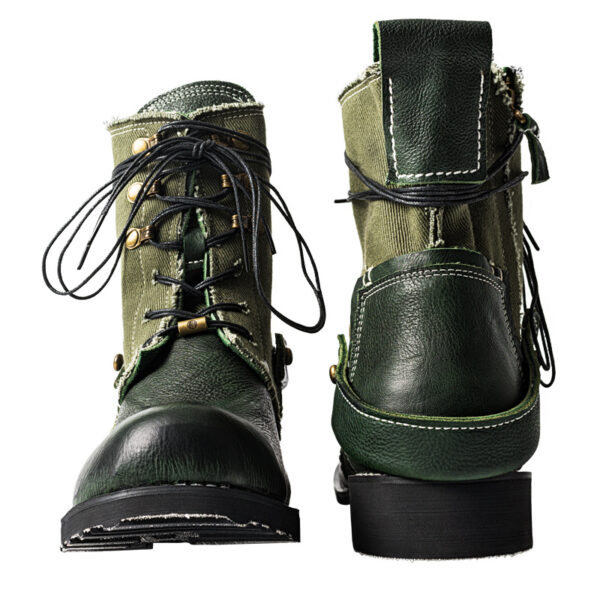 Design Retro Breathable Cowhide Canvas Boots Understand The Original - Image 12