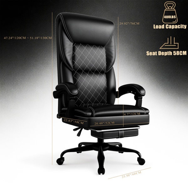 Gaming Chair, Office Chair With Inflatable Lumbar Support, Ergonomic Comfortable Wide Computer Chair With Footrest And Linked Soft Armrests, High Back 3D Enveloping Seat Cushion - Image 2