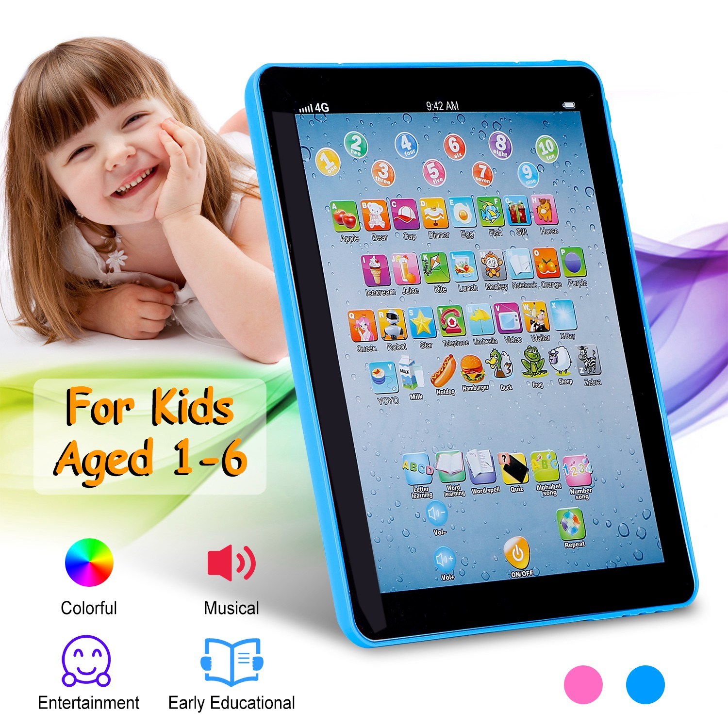 Baby Learning Tablet Educational Mini Pads Toys Touch Learn Toddler Tablet For ABC Numbers Words Gift For Boys Girls Aged 1-6 Year Old Kids - Image 16