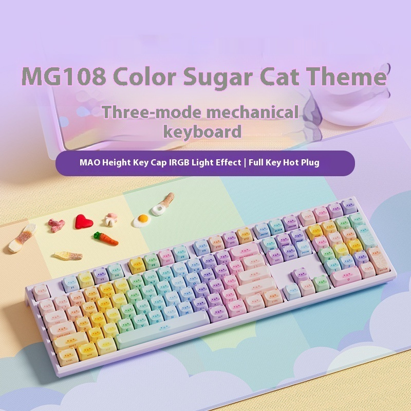 Colored Sugar Cat Mechanical Keyboard The Third Mock Examination Bluetooth - Image 1
