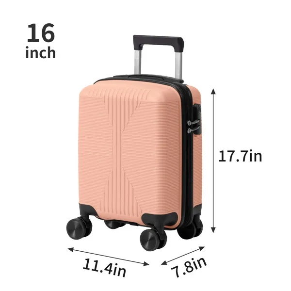 Non-TSA Customs Lock Four-in-one PP Trolley Suitcase, Available In 16in, 20in, 24in, And 28in Sizes, In Pink - Image 3