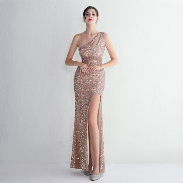 19533  Handmade Sequin Craft Beaded One-shoulder Fishtail Skirt - Image 3