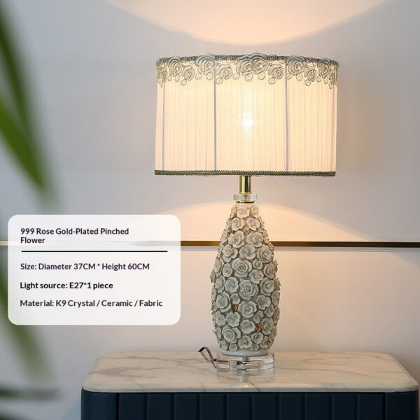 European-style Living Roomstudy Rose-gold-trimmed Remote-controlled Ceramic Table Lamp - Image 8