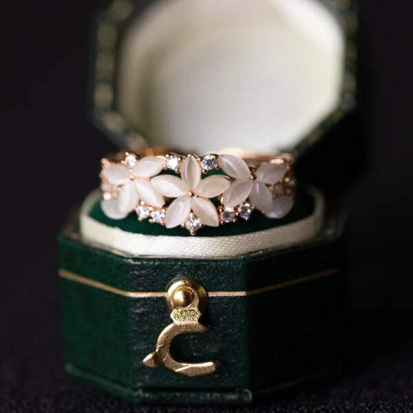 Floral Wedding Band For Women 18K 14K Gold S925 Silver Diamond Ring - Image 16