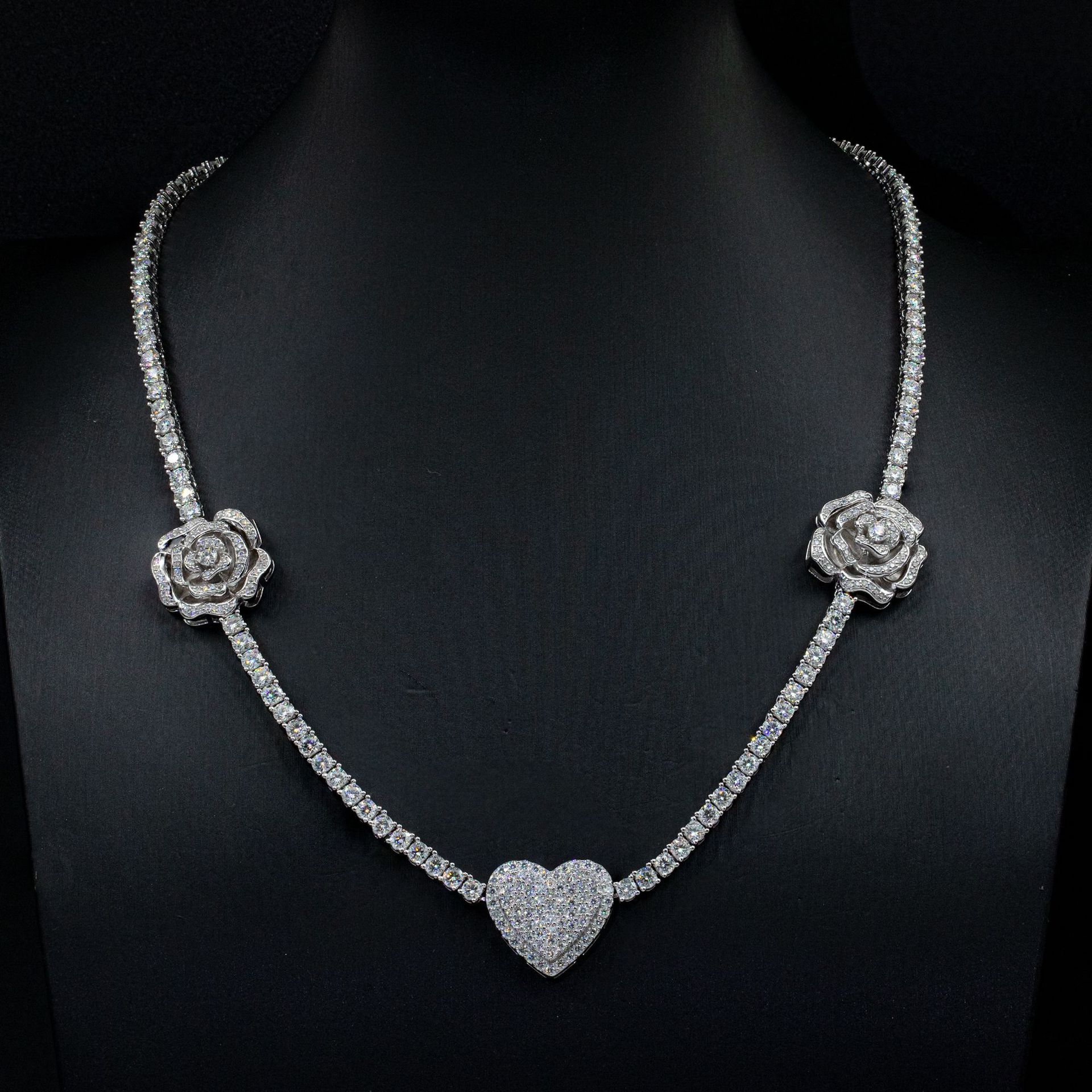 925 Silver Set Moissani Hip-hop Personalized Rose Necklace - Image 1