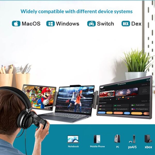 14-inch Dual-Screen Portable Monitor For Laptop External Display Extension - Image 10