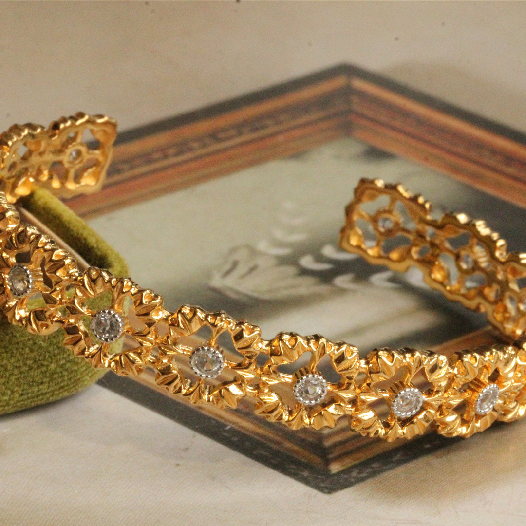 925 Silver Gold Plated Openwork Bracelet - Image 7