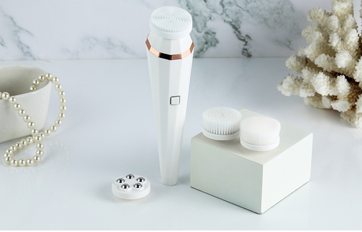 4 In 1 USB Rechargeable Electric Facial Cleansing Brush Soft Skin Care Portable Massager Face Brush Deep Cleaning Device - Image 2