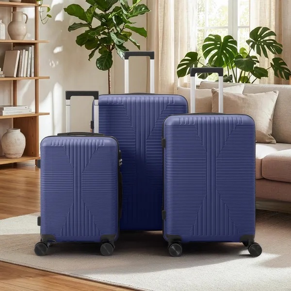 Non-TSA Customs Lock 3-in-1 PP Trolley Case, 20in, 24in, 28in, PP, Navy Blue - Image 2