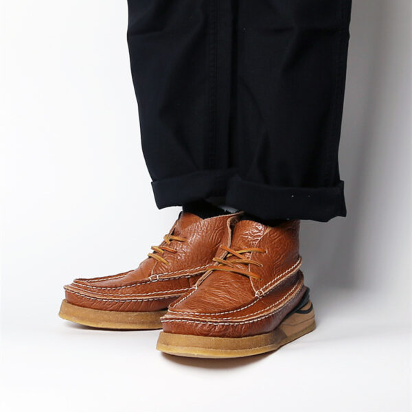 Men's Cowhide Vintage Handmade Stitching Square Head Workwear Leather Shoes - Image 5