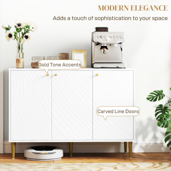 Elegant Two-Cupboard Sideboard - White/Gold-Tone - Image 3