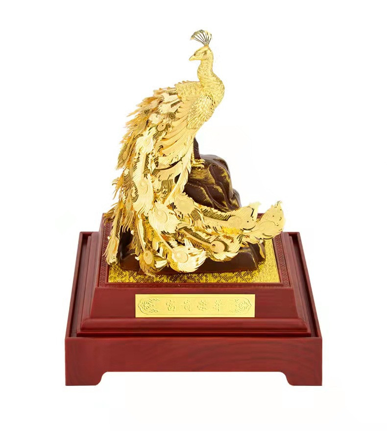 Gold Foil Peacock Resin Ornament Crafts - Image 6