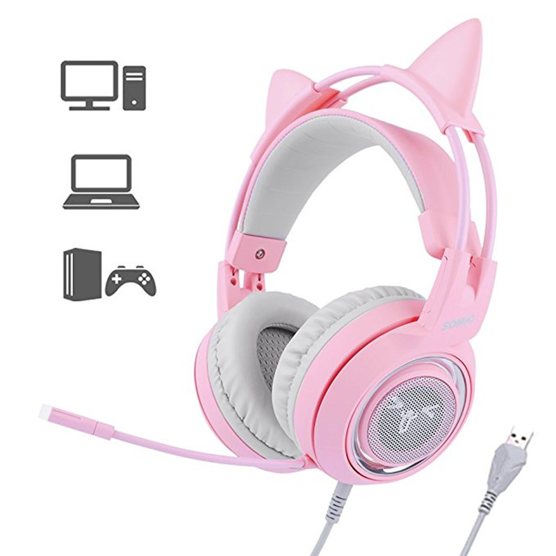 G951 Gaming Headset USB 7.1 Virtual Surround Sound Headsets LED Cat Ear Headphones - Image 9