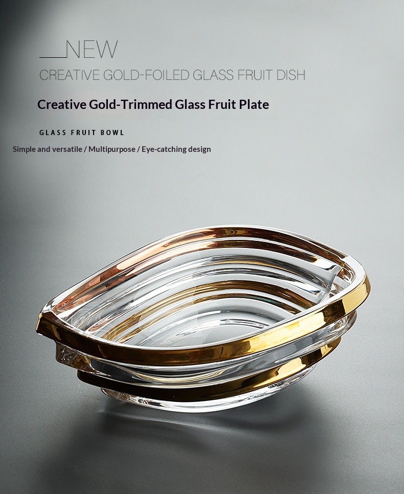 Light-luxury Gold-trimmed Wave-patterned Crystal Glass High-arched Fruit Platter - Image 10