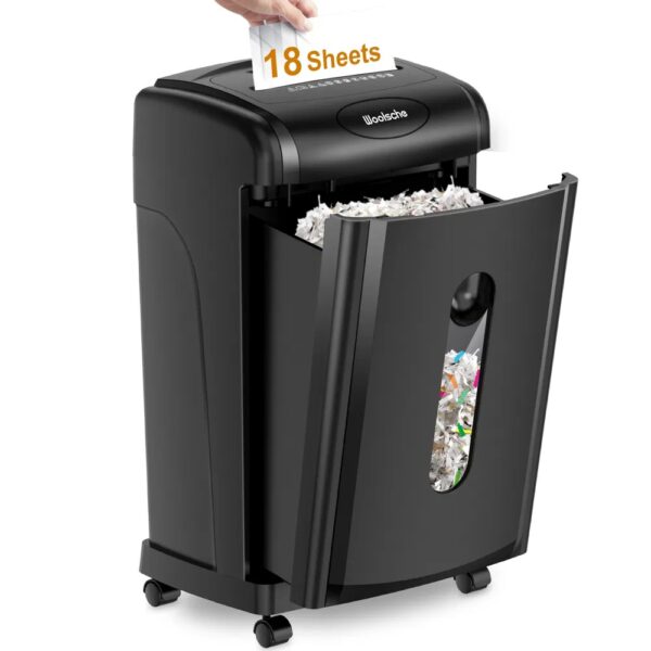 Woolsche Paper Shredder, 18-Sheet Cross Cut With 7.93Gallon Pull Out Bin, P-4 Security Level, Shred Paper And Credit Card And CD, Durable&Fast With Auto Jam Proof System Shredder For Office - Image 6
