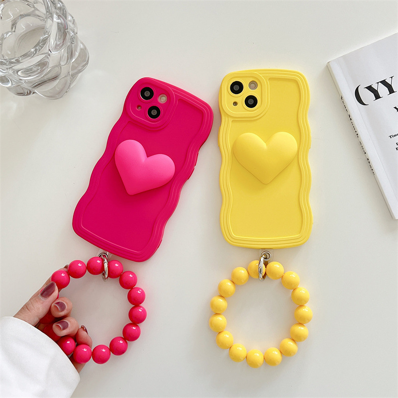 Wavy Edge Suitable For Mobile Phone Case Silicone Three-dimensional Love Ball Chain - Image 2