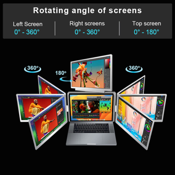 Portable Triple-screen Display Connect Three Screens With A Single Cable Laptop Secondary Display Monitor - Image 19