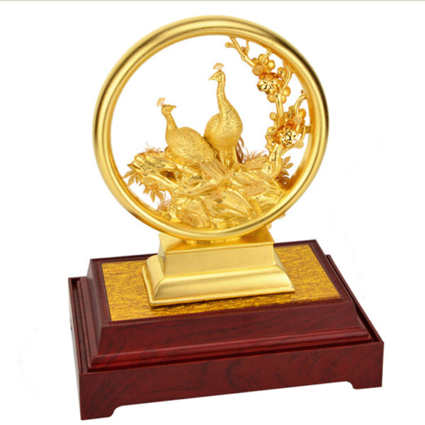 Rich And Auspicious Pure Gold Leaf Peacock Craft Gift Ornaments - Image 5