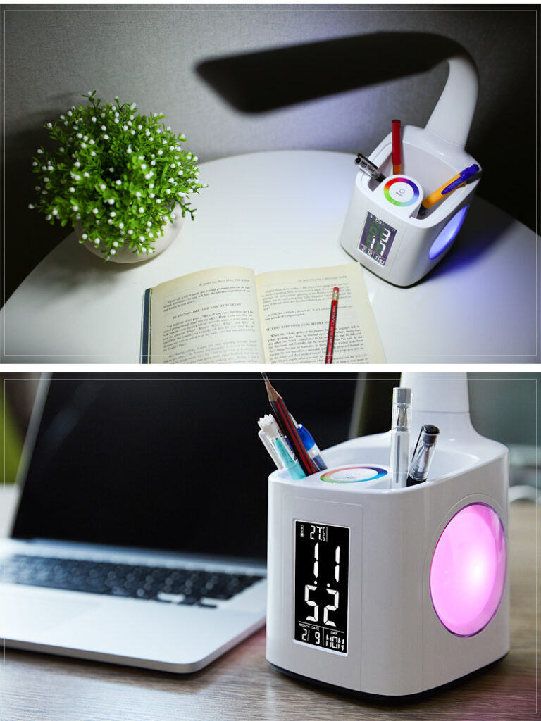 Study LED Desk Lamp USB Charging Port&Screen&Calendar&Colors Night Light Kids Dimmable Table Lamp With Pen Hold