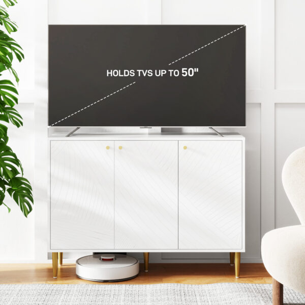 Elegant Two-Cupboard Sideboard - White/Gold-Tone - Image 6