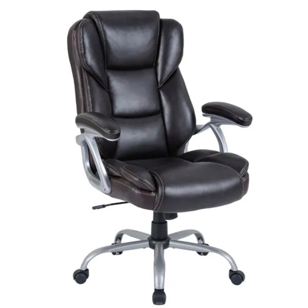 Ergonomic Executive Office Chair With Contoured Backrest, Adjustable Height & Recline For Home Office-Brown - Image 6