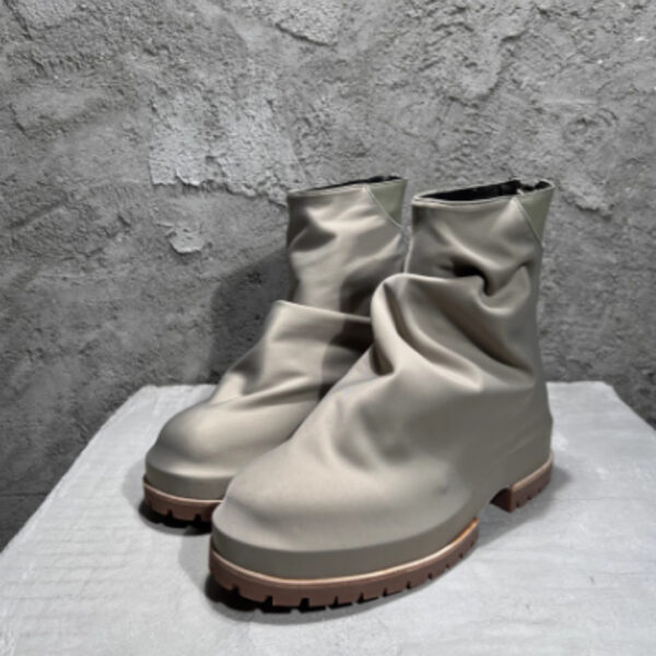 Zip Platform Men's High-top Pleated Leather Knight Boots - Image 8