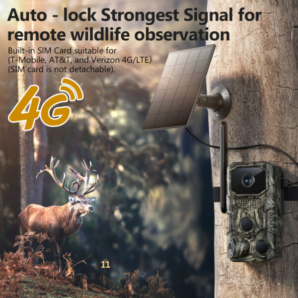 4G GPS Hunting Outdoor Trail Camera Wide Angle 4MP Camouflage Wildlife Deer Monitoring Solar Hunt Camera - Image 3