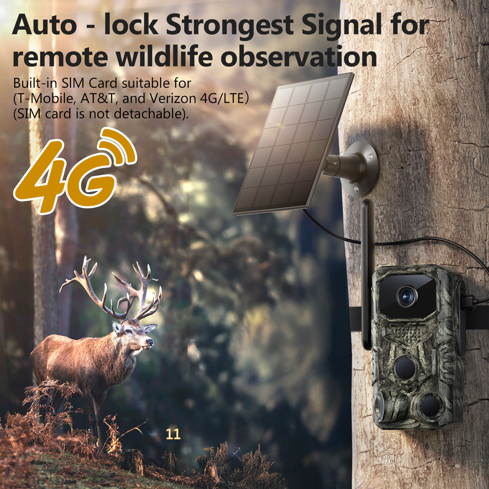 4G GPS Hunting Outdoor Trail Camera Wide Angle 4MP Camouflage Wildlife Deer Monitoring Solar Hunt Camera - Image 3