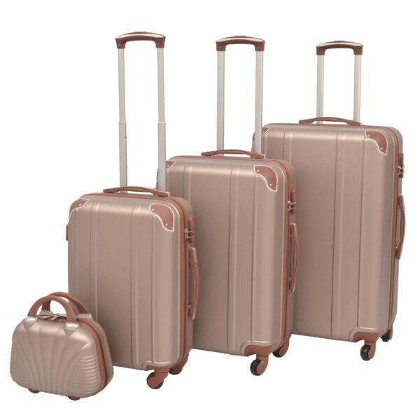 Four-Piece Hard Shell Trolley Set Champagne   Four-Piece Hard Shell Trolley Set Coffee Brown - Image 2