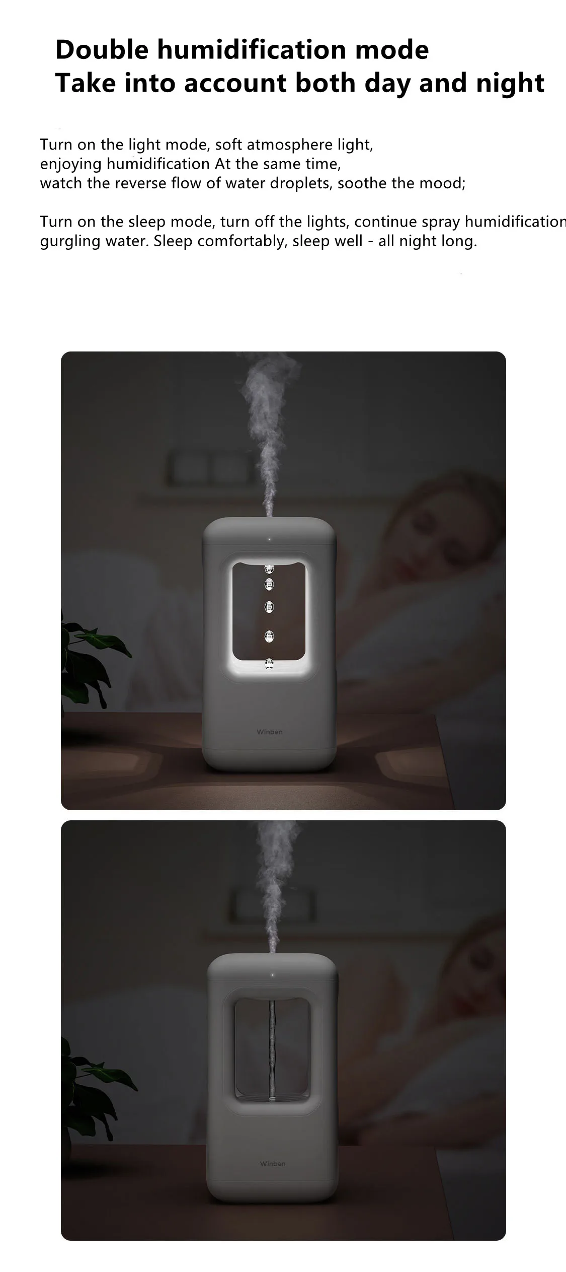 New Air Humidifier Home Quiet Bedroom Anti-Gravity Water Drop Humidifier Atmosphere Light - Image 15