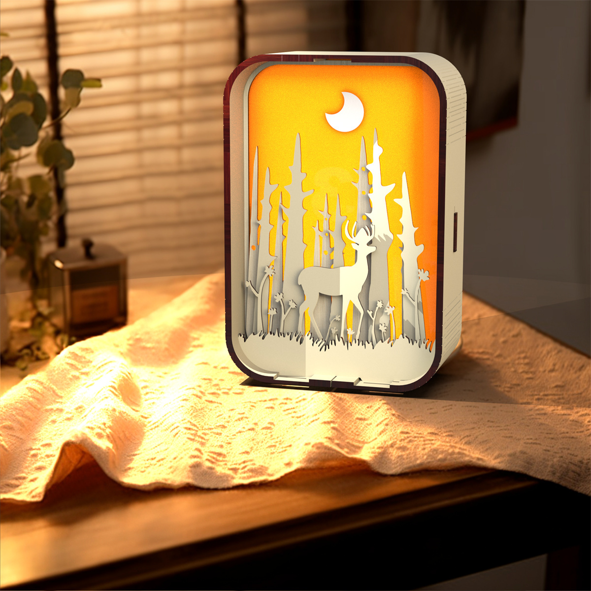 Woodcarving Light Creative Gift Minimalist Bedside Night Light Decoration Desktop Decoration Birthday Gift - Image 1