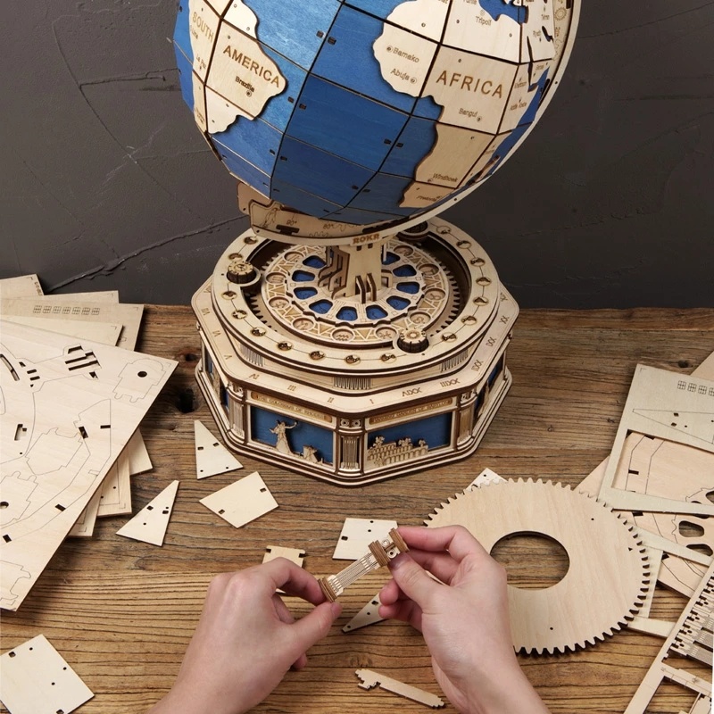 Robotime Globe Earth 567pcs 3D Wooden Puzzle Games Ocean Map Ball Assemble Model Toys Xms Gift for Children Boys Dropshipping - Image 5