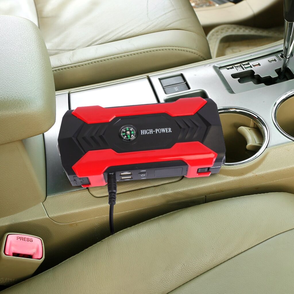 Car Jump Starter Booster 800A Peak 28000mAh 12V Battery Charger Up To 6.0L Gas Or 3.0L Diesel Engine With LCD Screen 4 Modes LED Flashlight