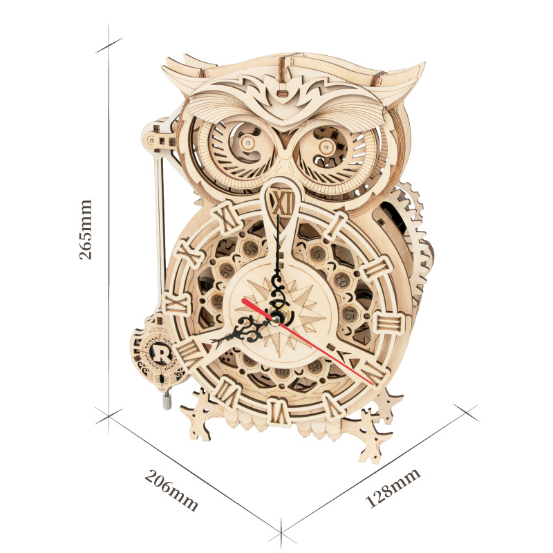 Robotime Rokr Creative DIY Toys 3D Owl Wooden Clock Building Block Kits For Children Christmas Gifts Home Decoration LK503 - Image 24