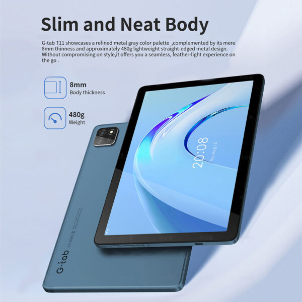 G-tab T11 Android 14 Tablet 10.1 Inch 1280&800 IPS Screen Unisoc T606 8 Core Max 1.6GHz 8GB RAM 4GB&4GB Expansion128GB ROM 2.4&5GHz WiFi Bluetooth 5.0 6580mAh Battery 8MP&13MP Camera Dual 4G - Image 9