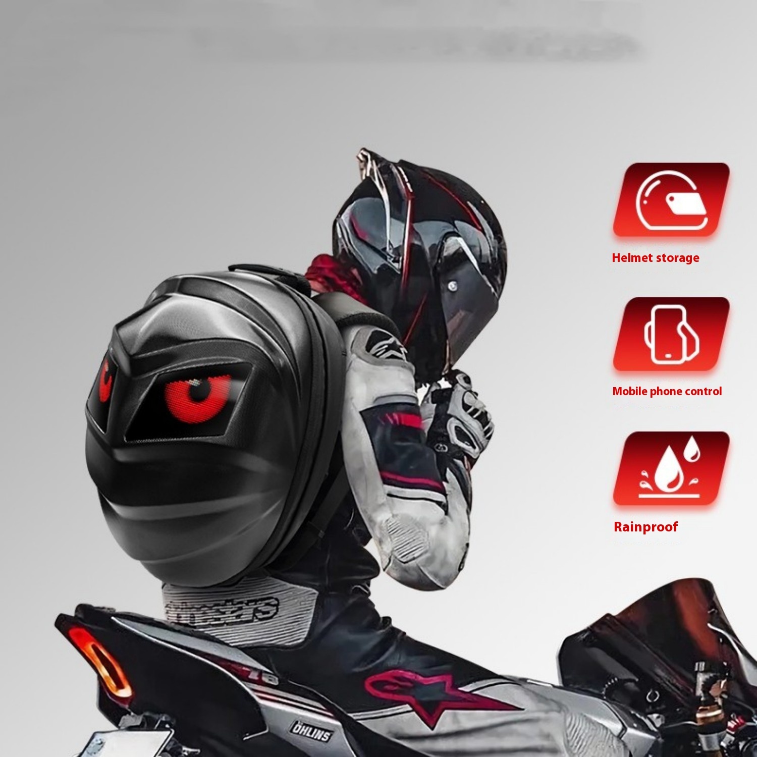 Luminous LED Waterproof Motorcycle Riding Helmet Bag - Image 5