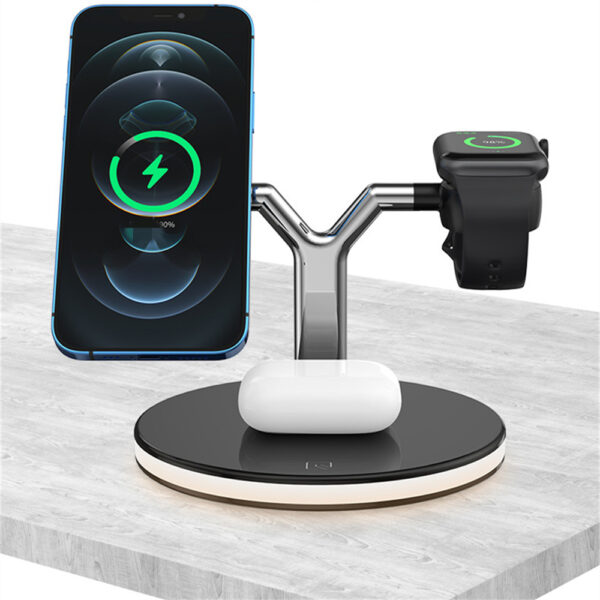 3 In 1 Magnetic Wireless Charger Stand Watch 15W Fast Charging Dock Station For Earbuds Pro - Image 16
