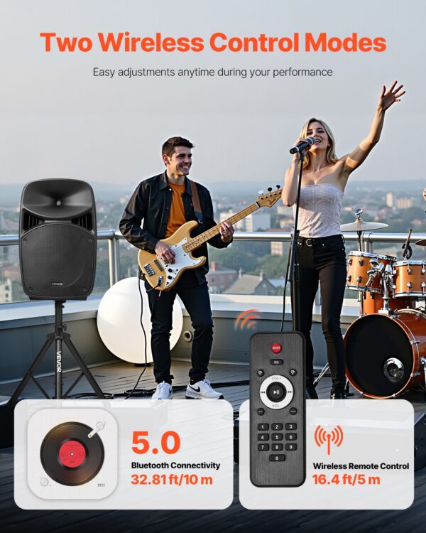 2 X 15 In Speakers Portable PA System 2000W Mixer Bluetooth Mic For DJ Party - Image 3
