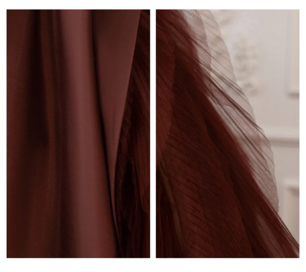 Skinny Banquet Evening With Bra Dresses Coffee Temperament Fluffy Skirt - Image 9
