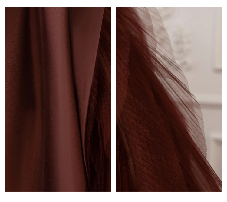 Skinny Banquet Evening With Bra Dresses Coffee Temperament Fluffy Skirt