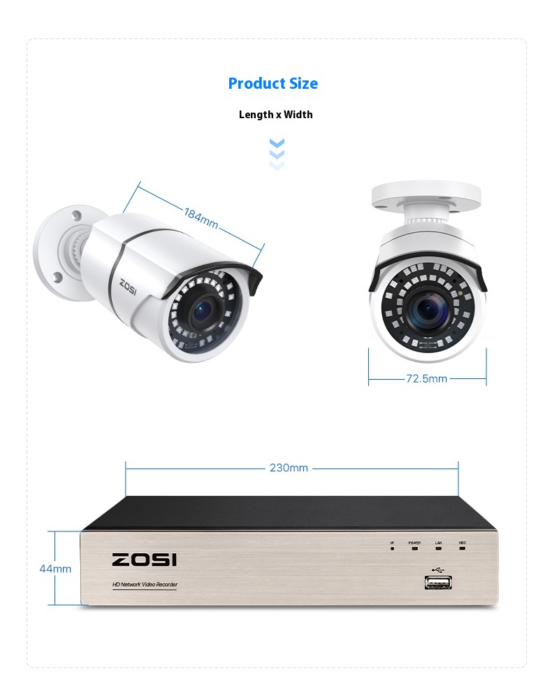 ZOSI Zhou Shi 5 Million HD POE Network Video Recorder Security Remote Outdoor Monitor Suit - Image 18