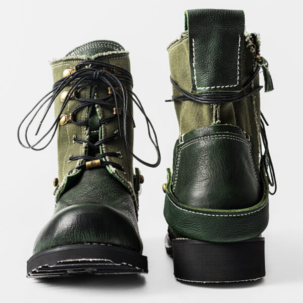 Design Retro Breathable Cowhide Canvas Boots Understand The Original - Image 5